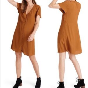 Madewell Burt Orange V-Neck Button Front Dress. Size L